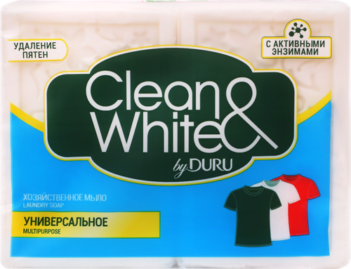 Мыло хозяйственное CLEAN&WHITE by DURU универсальное, 2x120г, детальное фото