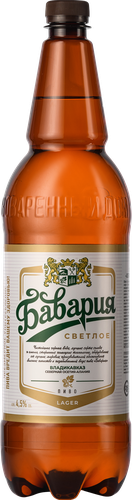 Пиво светлое БАВАРИЯ фильтрованное пастеризованное 4,5%, 1.4л, фото
