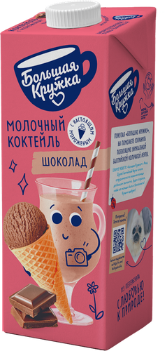 Коктейль БОЛЬШАЯ КРУЖКА Шоколад с мороженым 3%, без змж, 980г, вид