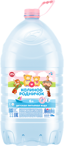 Вода детская КАЛИНОВ РОДНИЧОК питьевая, с 0 месяцев, 6л, крупный план