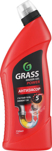 Средство для прочистки канализационных труб GRASS Digger-gel щелочное, 750мл, крупный план
