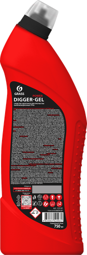 Средство для прочистки канализационных труб GRASS Digger-gel щелочное, 750мл, вид