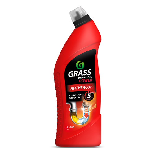 Средство для прочистки канализационных труб GRASS Digger-gel щелочное, 750мл, детальное фото