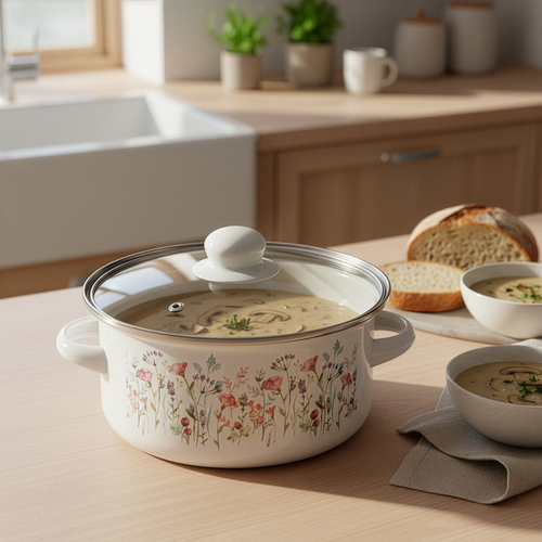 Кастрюля HOMECLUB Enamel, деколь, в ассортименте, 1.9л, изображение
