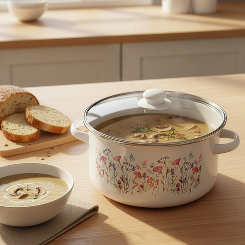 Кастрюля HOMECLUB Enamel, деколь, в ассортименте, 4.8л, фотография