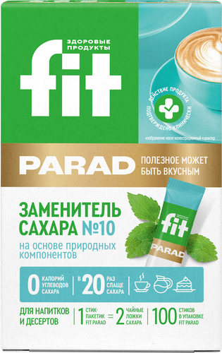 Заменитель сахара FITPARAD Стевия №10, в стиках, 100шт, фотография