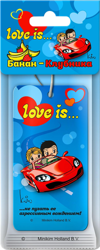 Ароматизатор автомобильный MIODORE Love Is... Банан-Клубника, подвесной, фотография