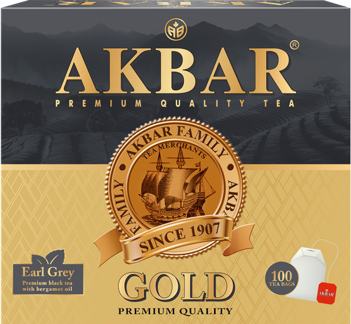 Чай черный AKBAR Граф Грей байховый мелкий с ароматом бергамота, 100пак, фото