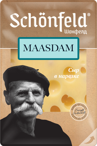 Сыр SCHONFELD Маасдам 45%, нарезка, без змж, 125г, картинка
