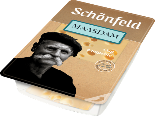 Сыр SCHONFELD Маасдам 45%, нарезка, без змж, 125г, фото