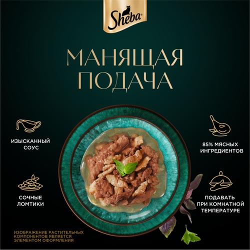 Корм консервированный для взрослых кошек SHEBA ломтики в соусе с курицей и индейкой, 75г, фотография