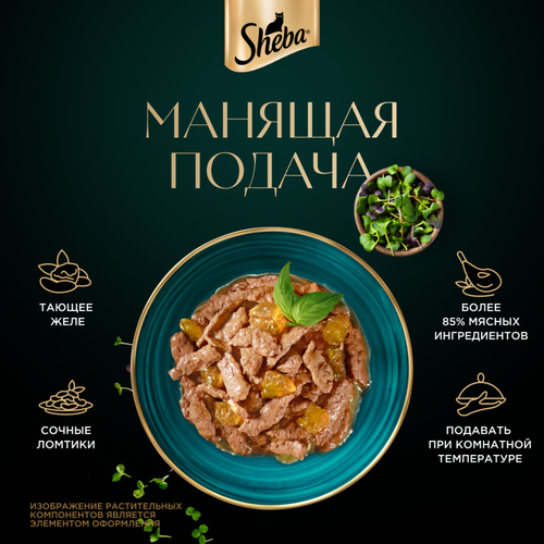 Корм консервированный для взрослых кошек SHEBA ломтики в желе с курицей, 75г, изображение