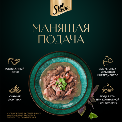 Корм консервированный для взрослых кошек SHEBA ломтики в соусе с форелью и креветками, 75г, фотография