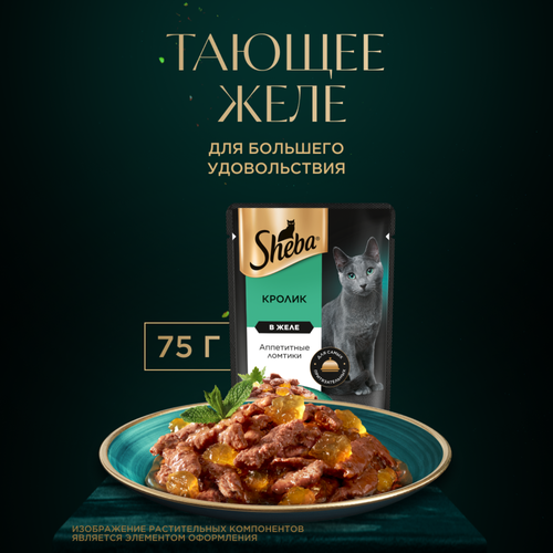 Корм консервированный для взрослых кошек SHEBA ломтики в желе с кроликом, 75г, фото