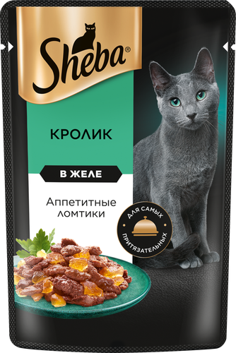 Корм консервированный для взрослых кошек SHEBA ломтики в желе с кроликом, 75г, фото
