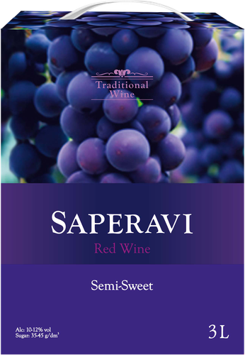 Вино TRADITIONAL WINE Саперави сортовое красное полусладкое, 3л, изображение