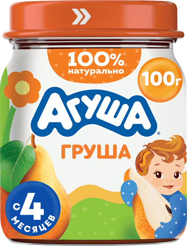 Пюре фруктовое детское АГУША Груша, с 4 месяцев, 100г, картинка