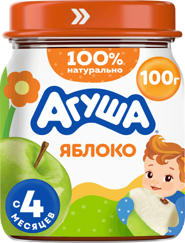 Пюре фруктовое детское АГУША Яблоко, с 4 месяцев, 100г, детальное фото