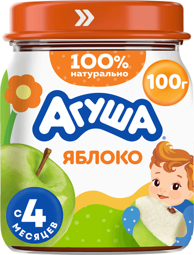 Пюре фруктовое детское АГУША Яблоко, с 4 месяцев, 100г, картинка