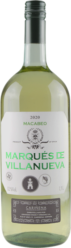 Вино MARQUES DE VILLANUEVA Макабео Кариньена ординарное сортовое белое сухое, 1.5л, вид