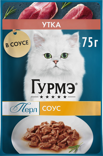 Корм влажный для взрослых кошек ГУРМЭ Перл Утка в соусе, 75г, картинка