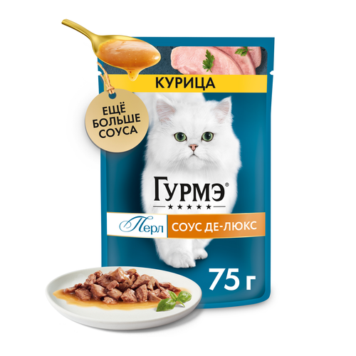 Корм влажный для взрослых кошек ГУРМЭ Перл Соус Де-люкс Курица в соусе, 75г, изображение