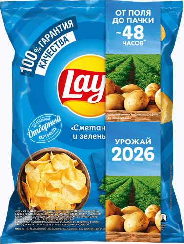 Чипсы картофельные LAY'S Сметана и зелень, 140г, изображение