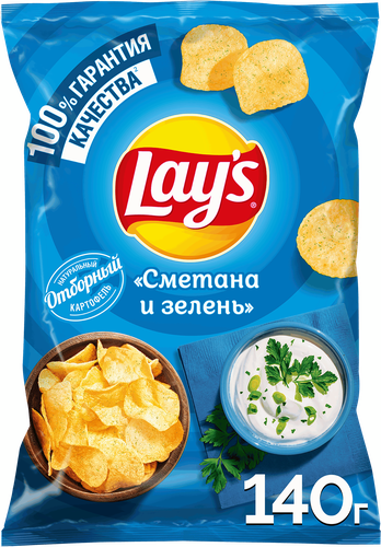 Чипсы картофельные LAY'S Сметана и зелень, 140г, картинка
