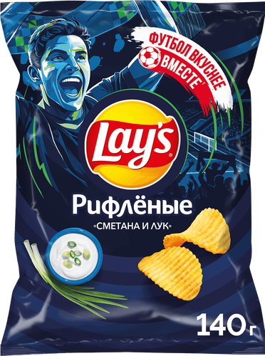 Чипсы картофельные LAY'S Сметана и лук, 140г, крупный план