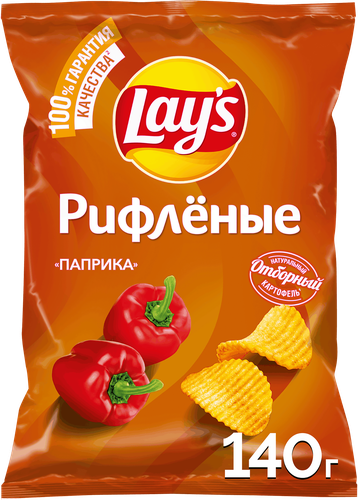 Чипсы картофельные LAY'S Рифленые Паприка, 140г, вид