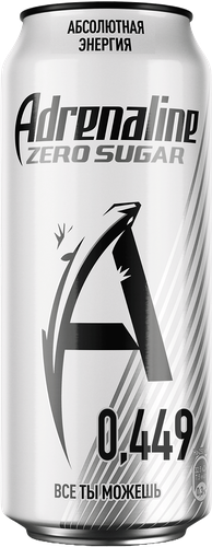 Напиток энергетический ADRENALINE Rush Zero Silver тонизирующий газированный, без сахара, 0.449л, изображение