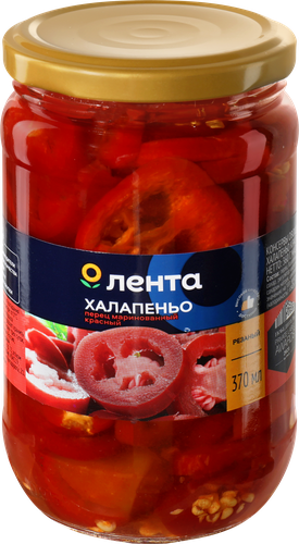 Перец халапеньо маринованный ЛЕНТА красный, 370мл, картинка