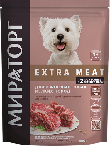 Корм сухой для взрослых собак МИРАТОРГ Black Angus с говядиной, для малых пород старше 1 года, 600г, фото