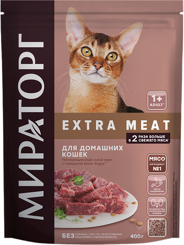 Корм сухой для взрослых кошек МИРАТОРГ Black Angus с говядиной, старше 1 года, 400г, картинка