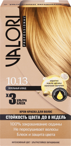 Крем-краска для волос VALORI Professional 10.13 Пепельный блонд, стойкость цвета до 8 недель, вид