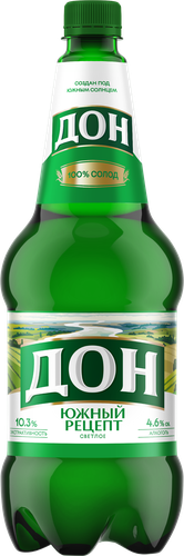 Пиво светлое ДОН Южный рецепт пастеризованное 4,6%, 1.2л, изображение