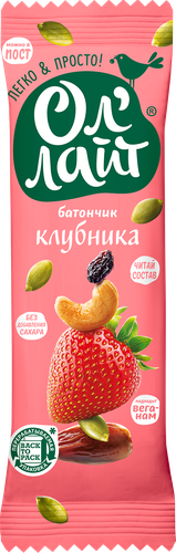 Батончик фруктово-ореховый ОЛ'ЛАЙТ Клубничный, 30г, фотография
