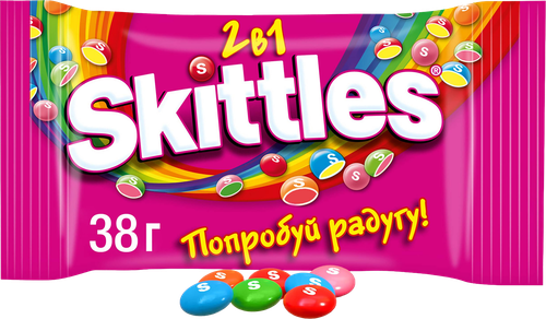 Драже SKITTLES 2в1 в сахарной глазури, 38г, детальное фото