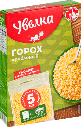 Горох дробленый УВЕЛКА в пакетиках, 5х80г, детальное фото