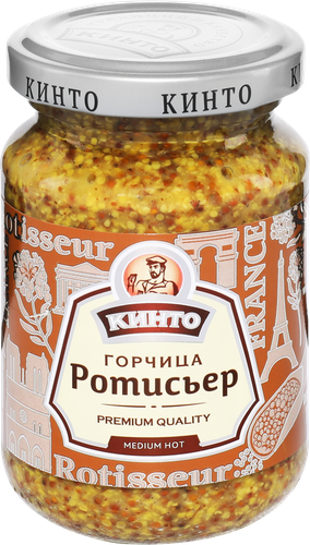 Горчица КИНТО Ротисьер средне-острая, 170мл, крупный план