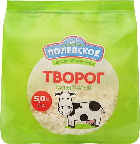 Творог ПОЛЕВСКОЕ 5%, без змж, 300г, крупный план
