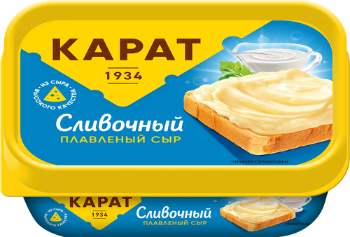 Сыр плавленый КАРАТ Сливочный 45%, без змж, 200г, картинка