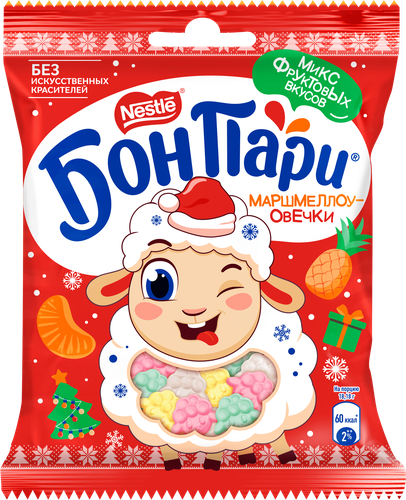 Маршмеллоу БОН ПАРИ Овечки со вкусом фруктов, 100г, фото