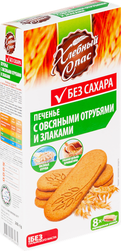 Печенье сдобное ХЛЕБНЫЙ СПАС с овсяными отрубями и злаками, 240г, изображение