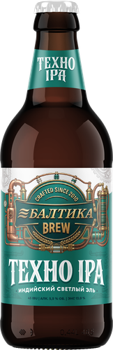 Пиво светлое БАЛТИКА Brew Техно Ipa нефильтр. неосв. паст. алк. 5,5% ст., крупный план