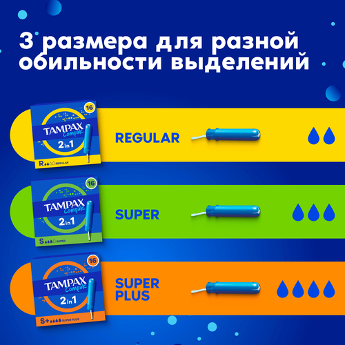 Тампоны TAMPAX Compak Super, с аппликатором, 16шт, крупный план