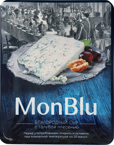 Сыр MONBLU с голубой благородной плесенью 50%, без змж, 100г, крупный план