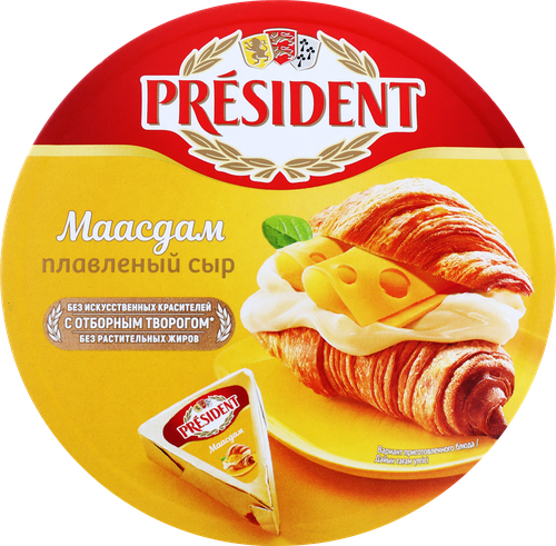 Сыр плавленый PRESIDENT Маасдам 45%, без змж, 140г, фото