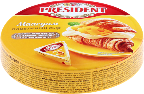 Сыр плавленый PRESIDENT Маасдам 45%, без змж, 140г, картинка