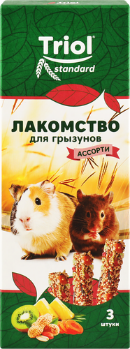 Лакомство для грызунов TRIOL Standard Ассорти с фруктами, овощами и орехами, 75г, крупный план